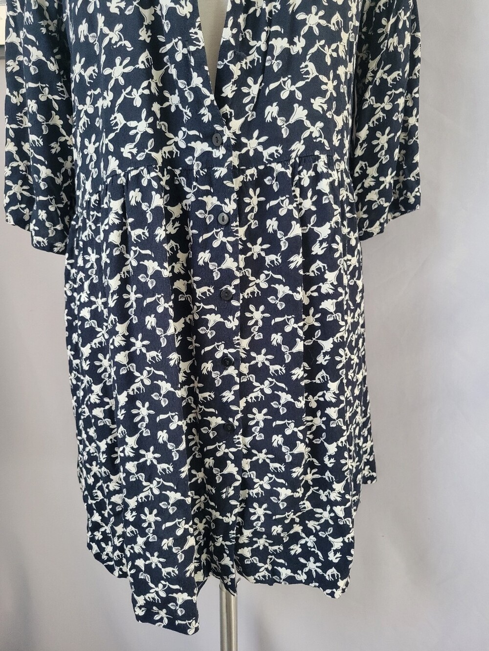 Ba&Sh Cocea A Line Mini Floral Dress Black White 3 or US 10 or L - Picture 6 of 14